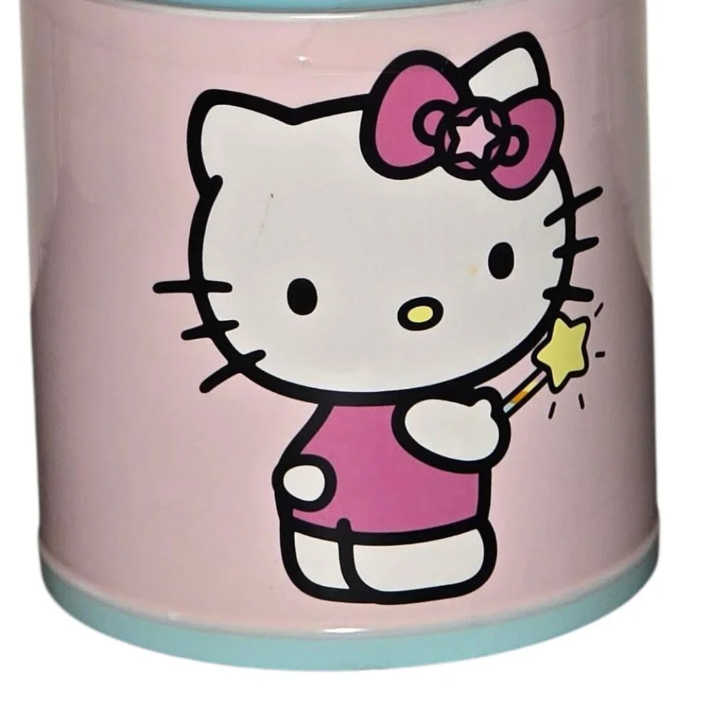 Hello Kitty Ceramic Cookie Jar Pink Blue Sanrio Kawaii Kitchen Canister Decor